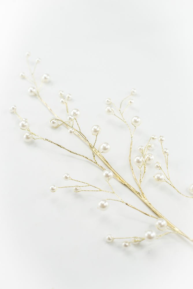 Faux Pearls Spray - Gold Accented - Greenery MarketXA344-WGO