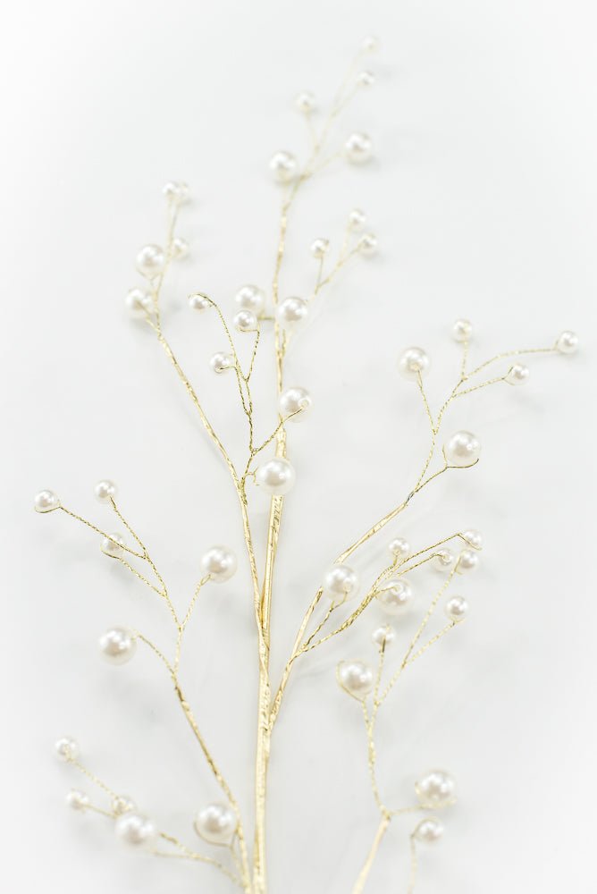 Faux Pearls Spray - Gold Accented - Greenery MarketXA344-WGO