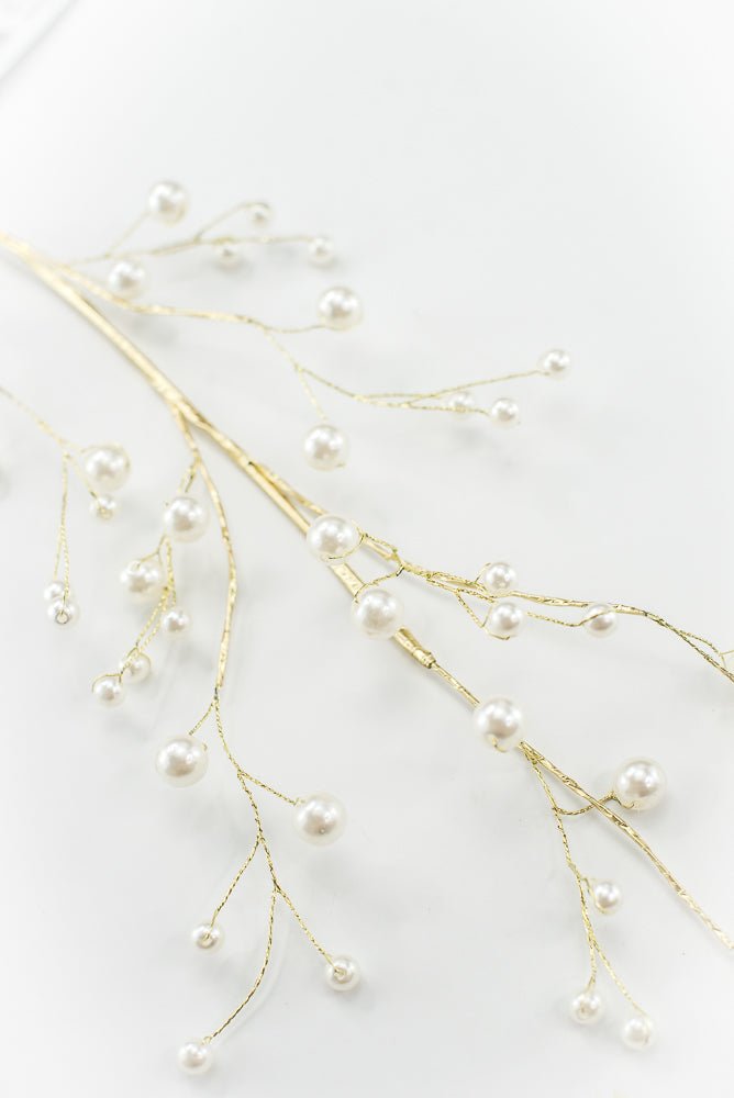 Faux Pearls Spray - Gold Accented - Greenery MarketXA344-WGO