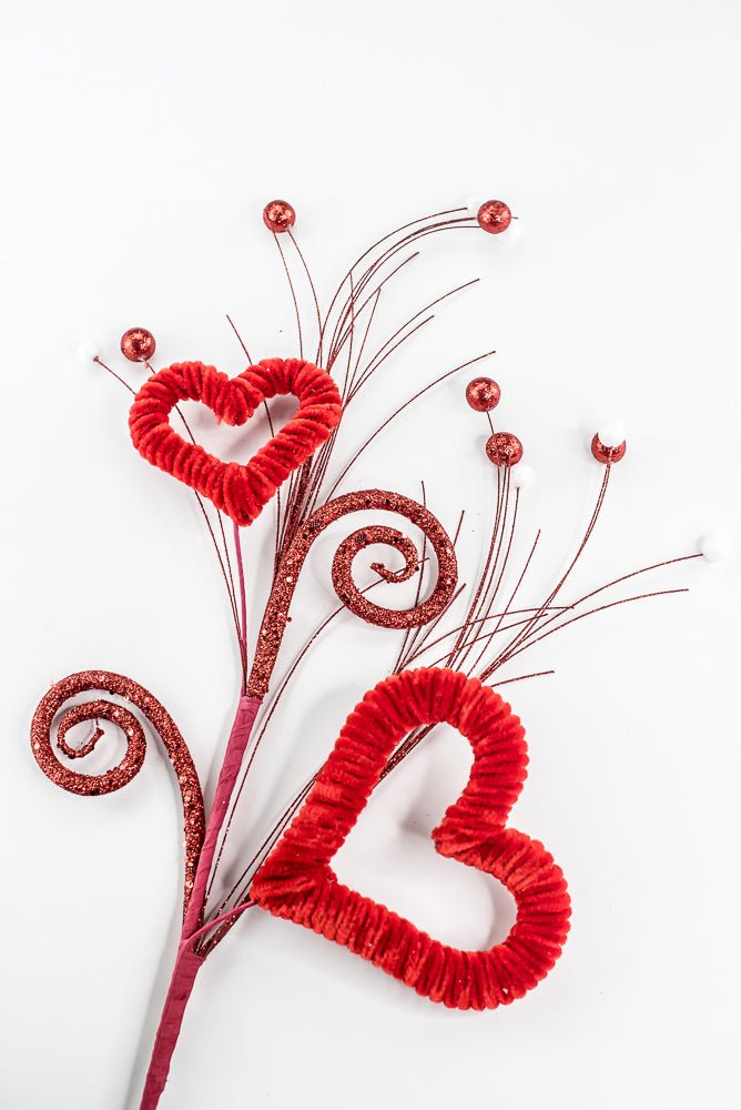 Faux velvet heart spray for Valentine’s Day - Greenery MarketPicks62584rd