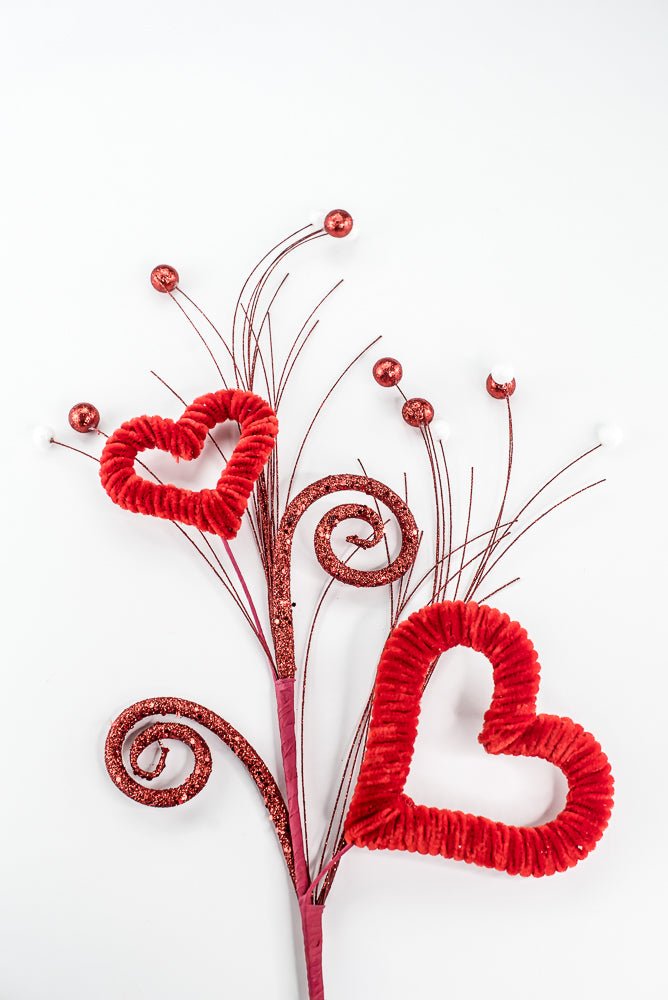 Faux velvet heart spray for Valentine’s Day - Greenery MarketPicks62584rd