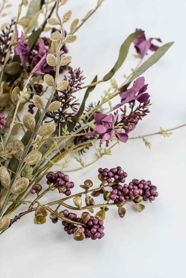 Fern and heather berry floral spray - plum purple 63048 - Greenery MarketArtificial Flora63048-pu