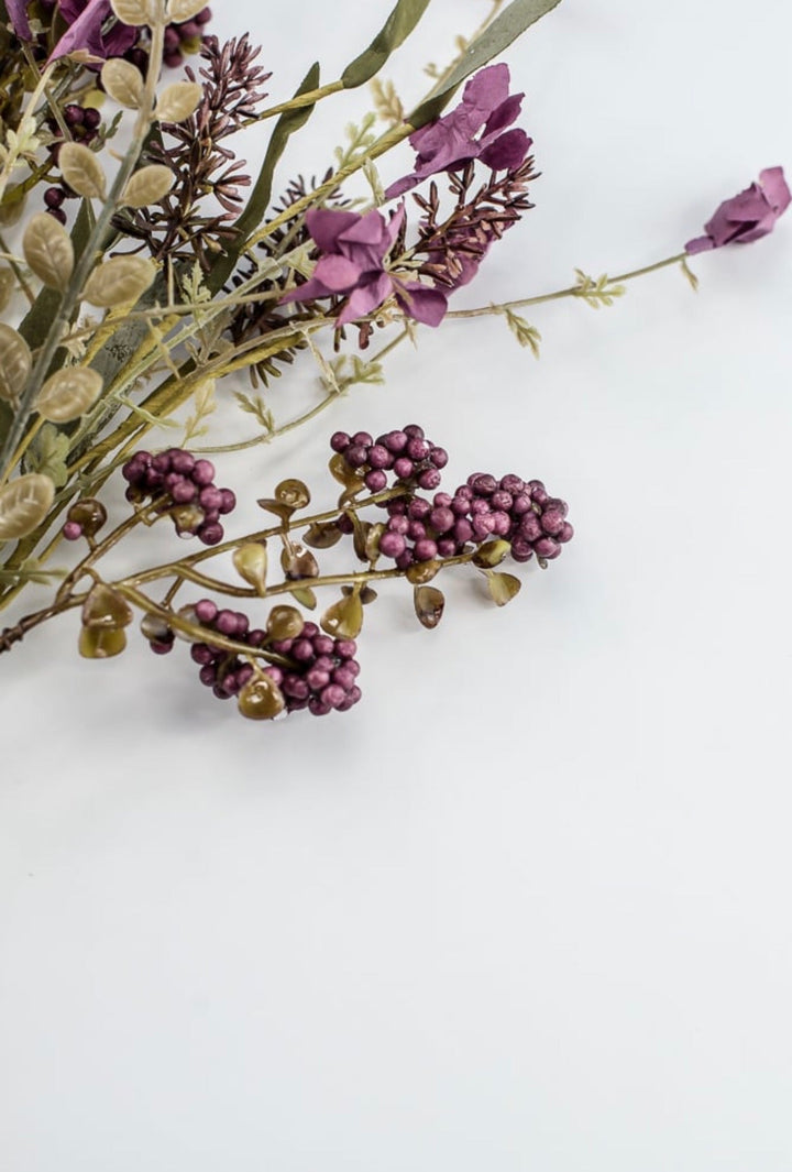 Fern and heather berry floral spray - plum purple 63048 - Greenery MarketArtificial Flora63048-pu