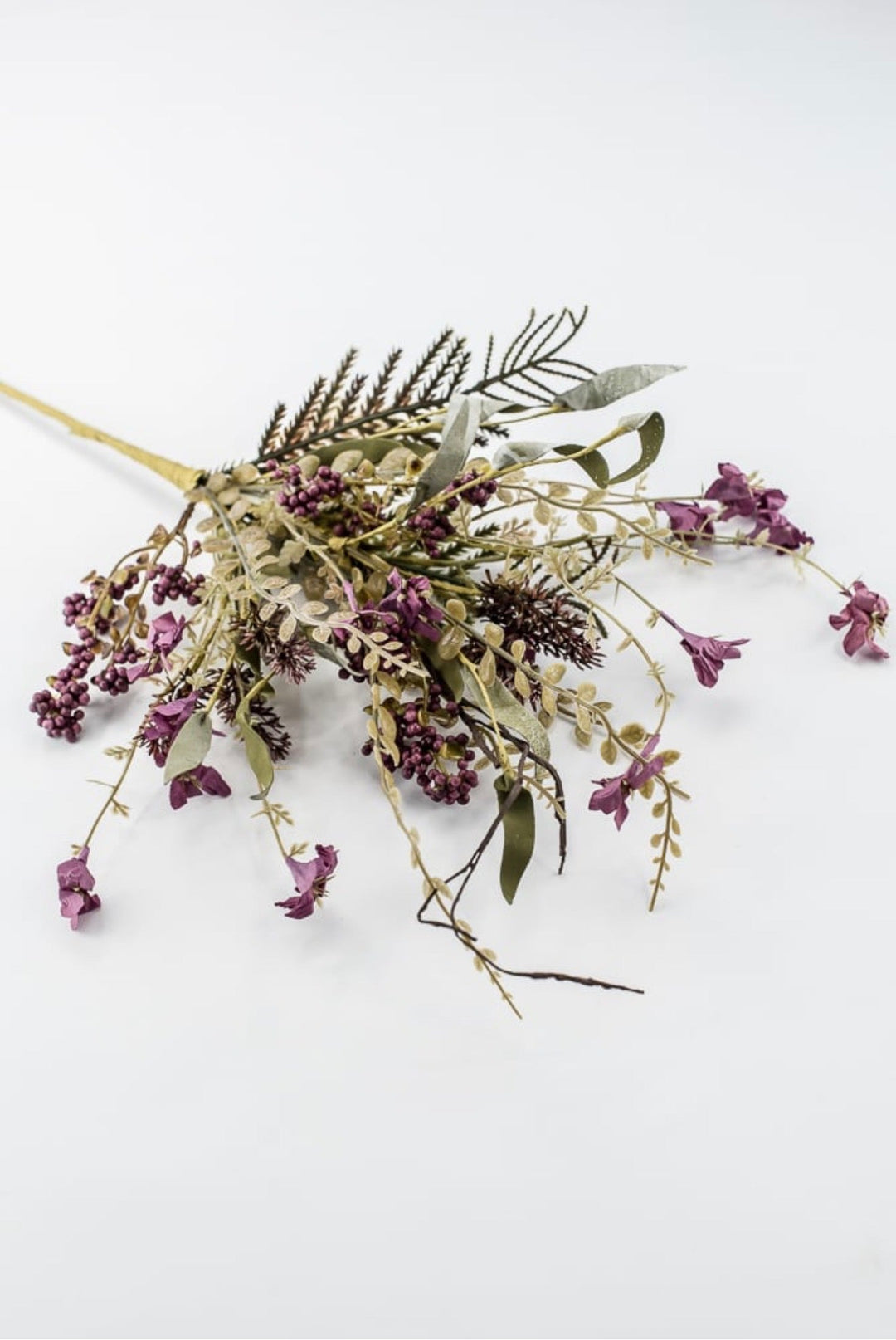 Fern and heather berry floral spray - plum purple 63048 - Greenery MarketArtificial Flora63048-pu