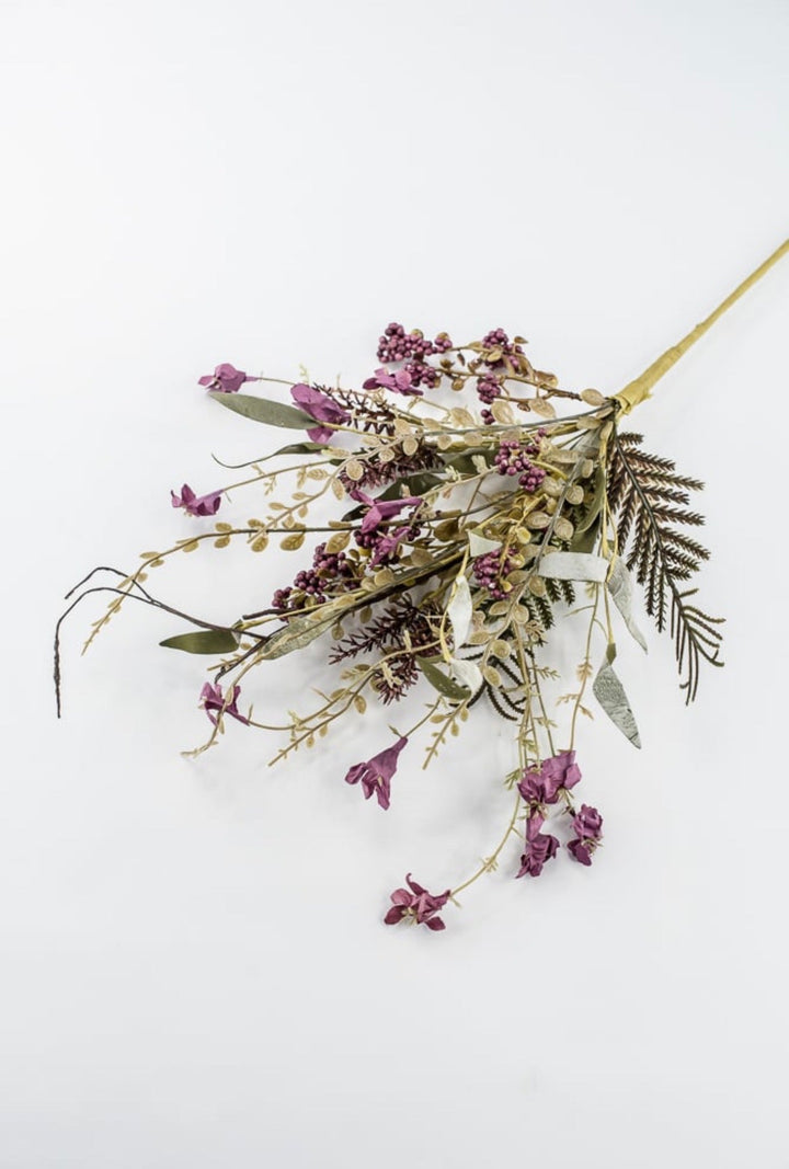Fern and heather berry floral spray - plum purple 63048 - Greenery MarketArtificial Flora63048-pu