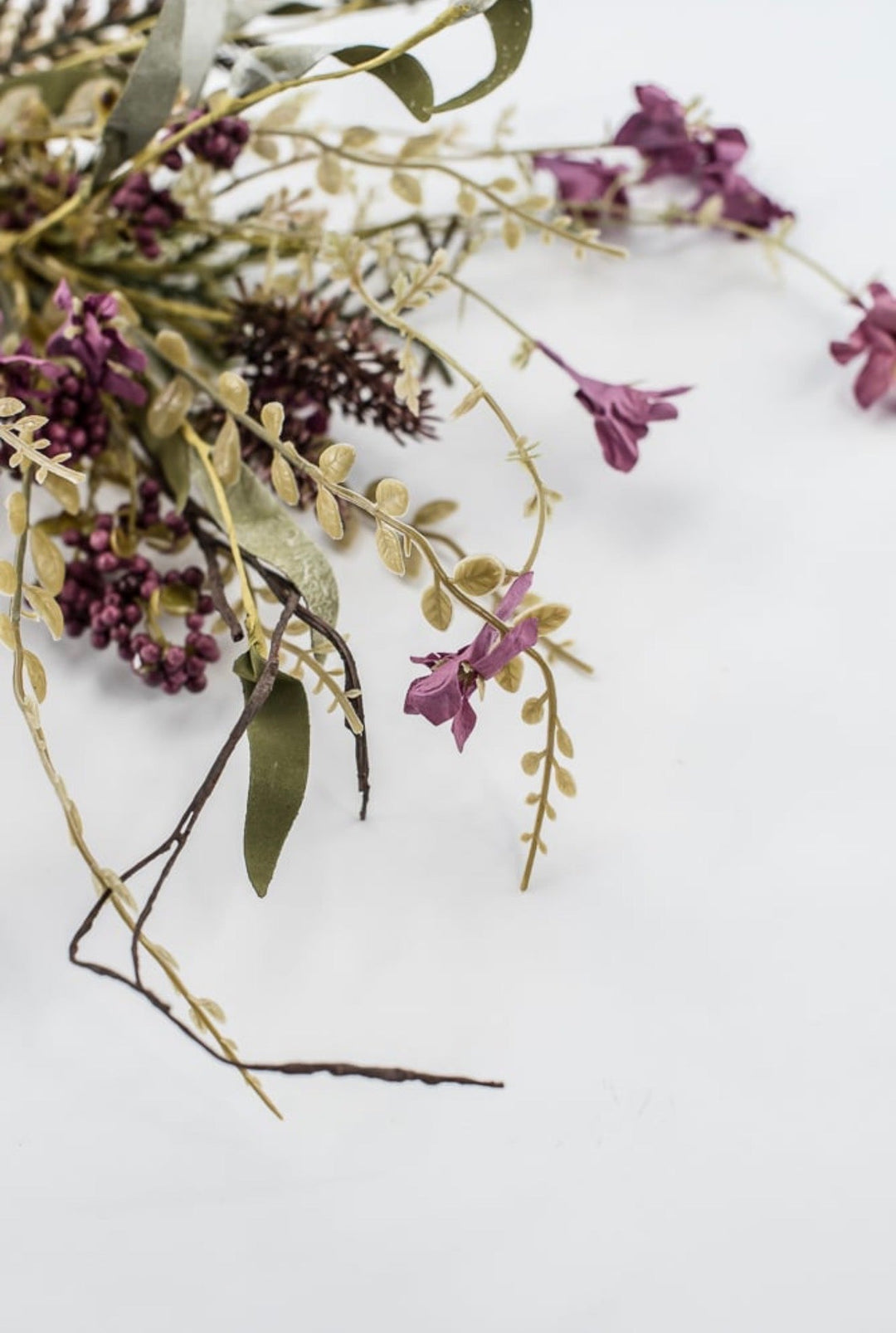 Fern and heather berry floral spray - plum purple 63048 - Greenery MarketArtificial Flora63048-pu