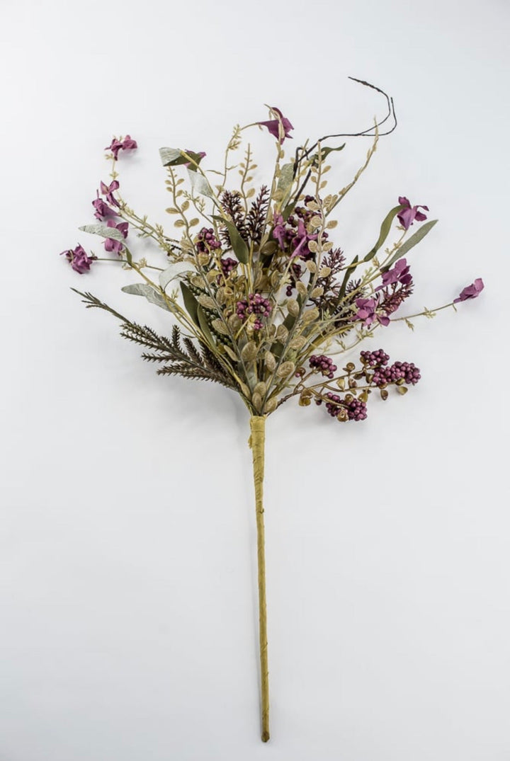 Fern and heather berry floral spray - plum purple 63048 - Greenery MarketArtificial Flora63048-pu