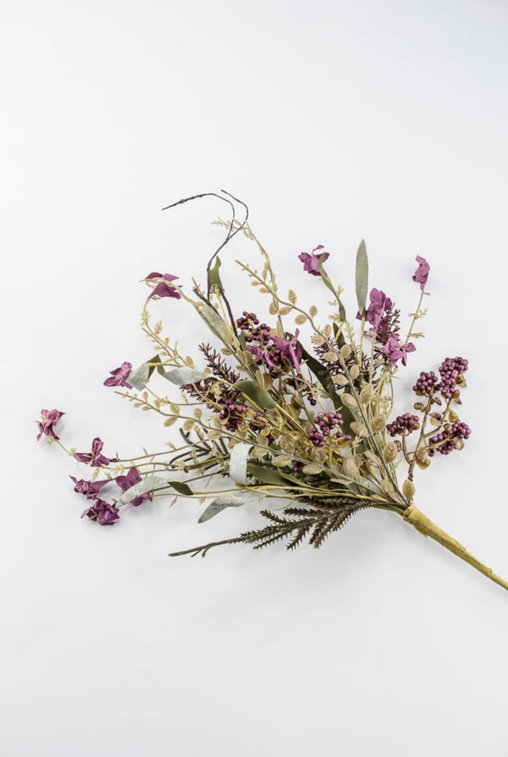 Fern and heather berry floral spray - plum purple 63048 - Greenery MarketArtificial Flora63048-pu