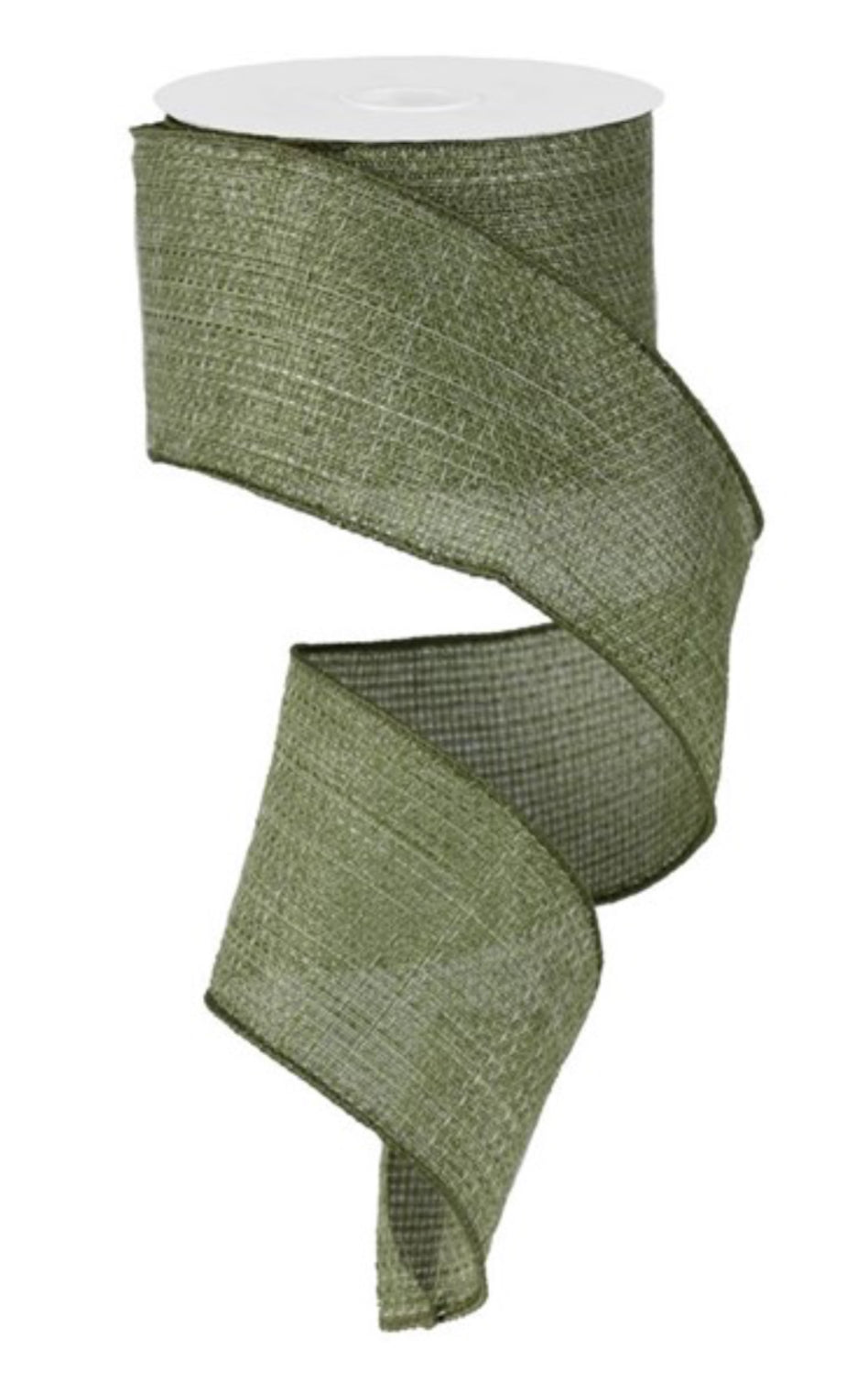 Fern green solid cross weave wired ribbon, 2.5