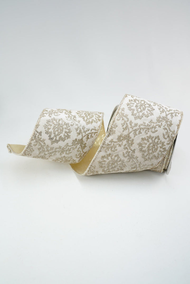 Filagree Regal Gold and Cream Wired Ribbon 4” - Greenery MarketRibbons & Trim94273W-992-10D