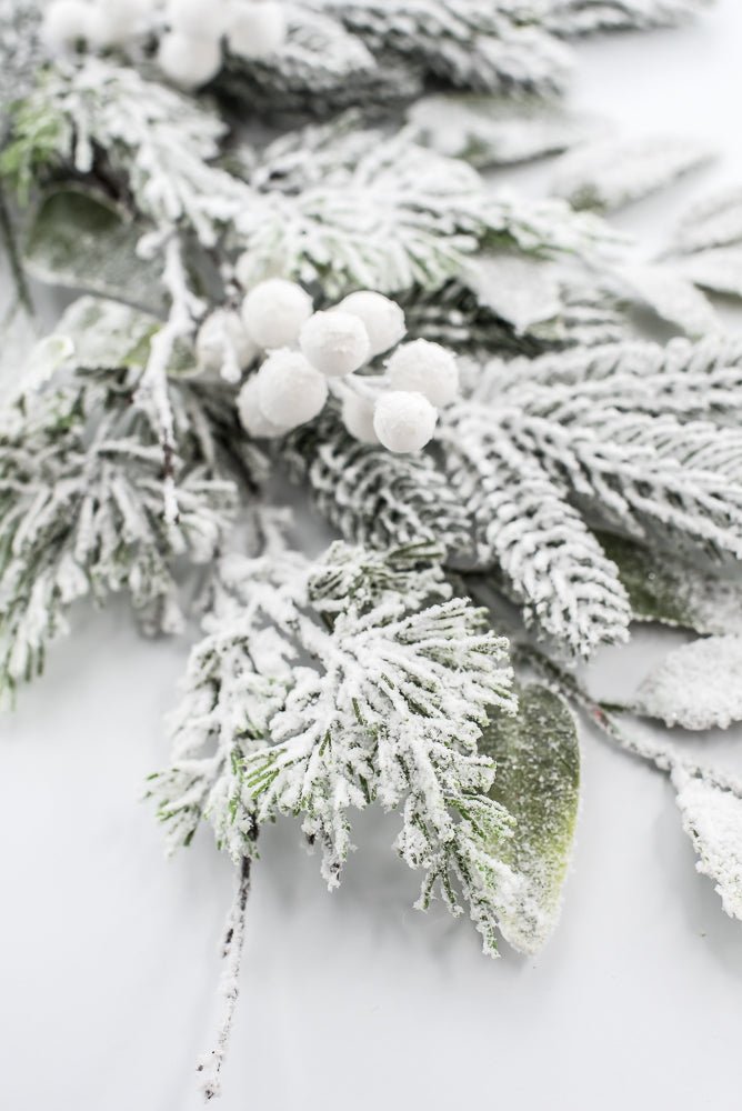 Flocked Pine Mix Berry Spray - Greenery Market86377SNOW
