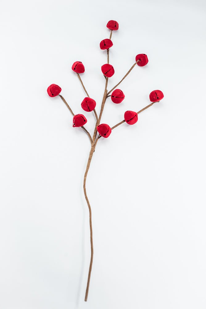 Flocked Red Jingle Bell Spray - 32" - Greenery MarketArtificial Flora65859