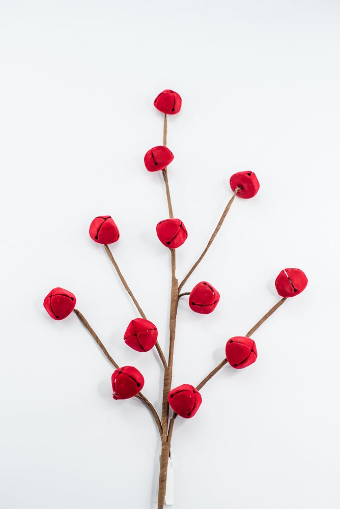 Flocked Red Jingle Bell Spray - 32" - Greenery MarketArtificial Flora65859