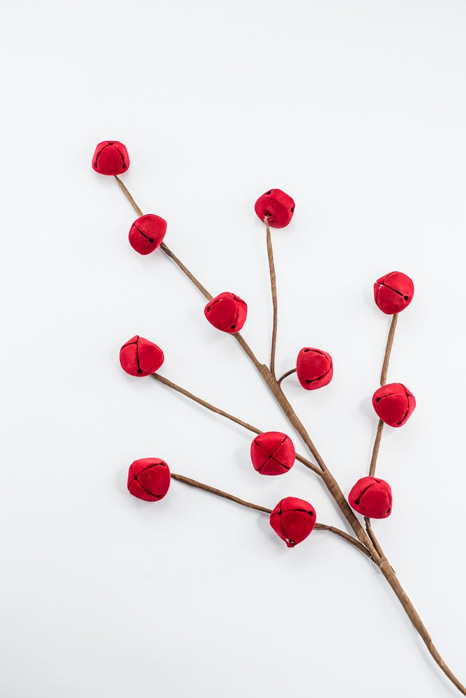 Flocked Red Jingle Bell Spray - 32" - Greenery MarketArtificial Flora65859