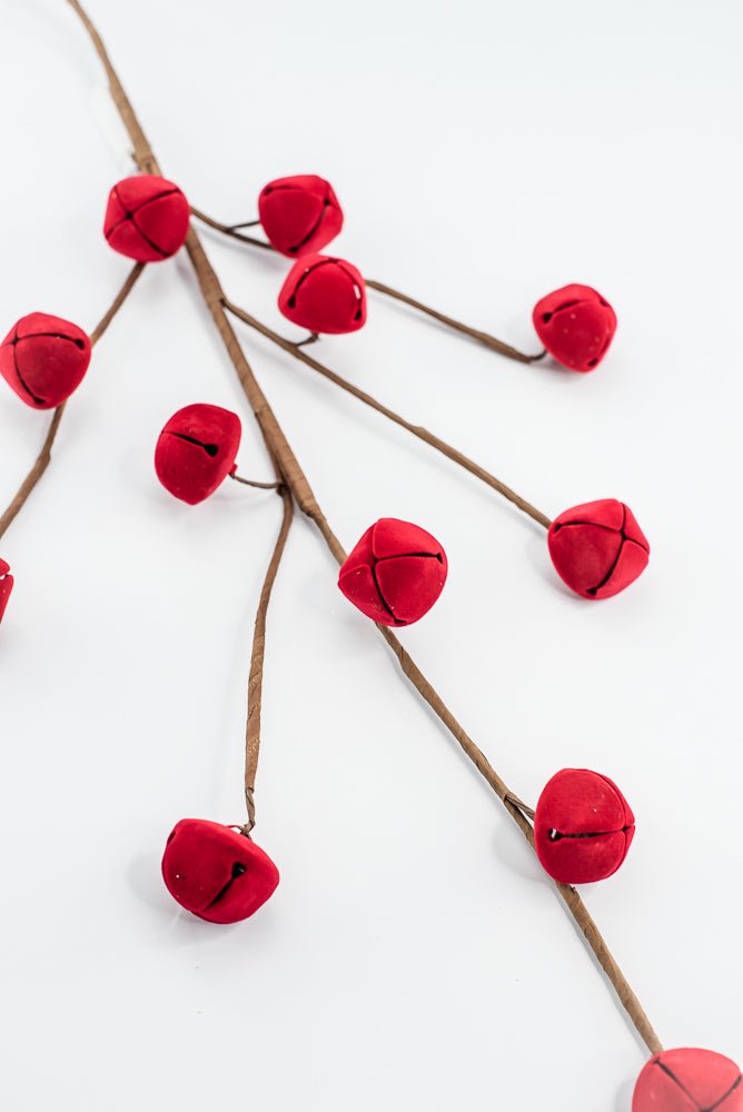 Flocked Red Jingle Bell Spray - 32" - Greenery MarketArtificial Flora65859
