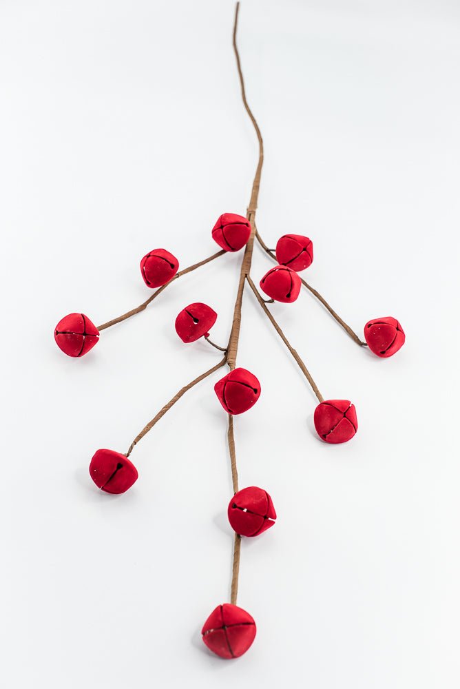 Flocked Red Jingle Bell Spray - 32" - Greenery MarketArtificial Flora65859