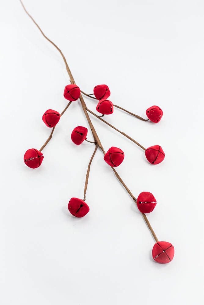 Flocked Red Jingle Bell Spray - 32" - Greenery MarketArtificial Flora65859