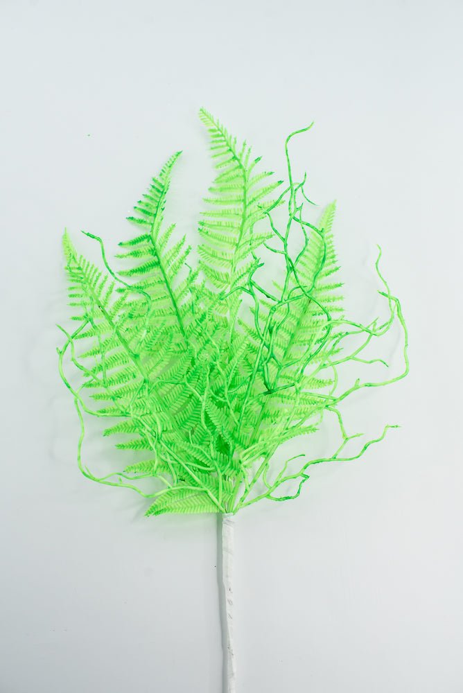 Fluorescent Green Plastic Fern Wig Spray - Greenery Market85307 - GN