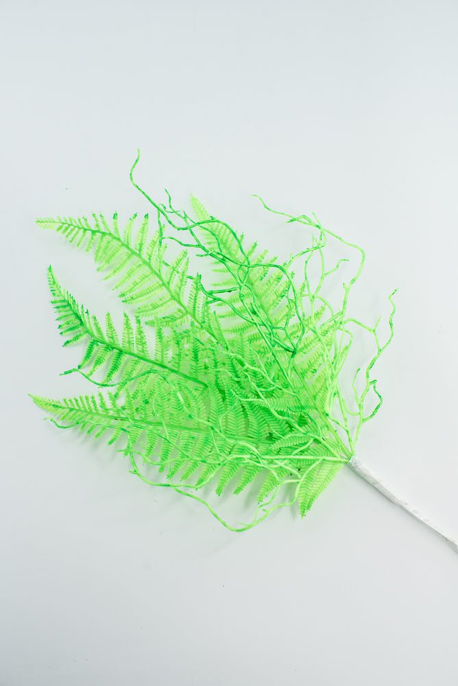 Fluorescent Green Plastic Fern Wig Spray - Greenery Market85307 - GN