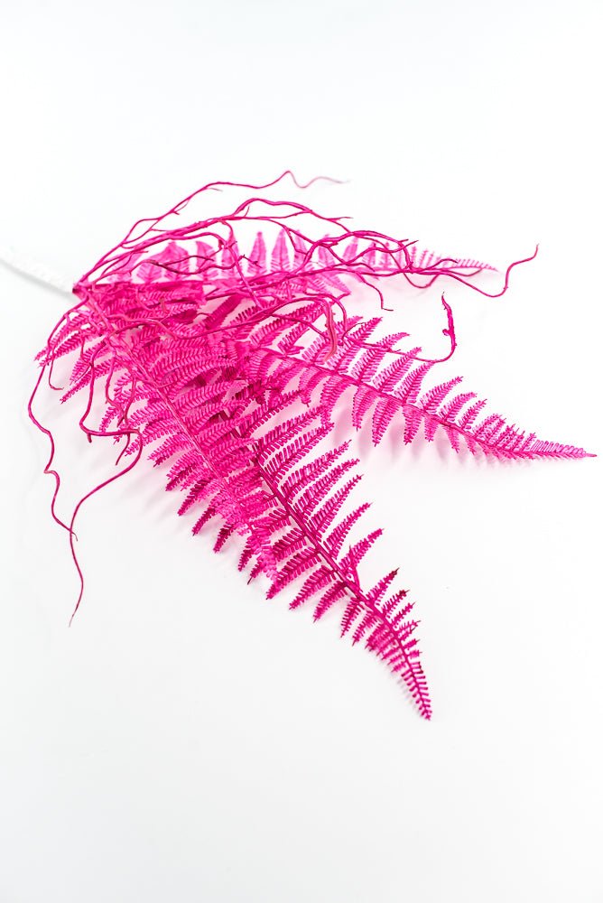 Fluorescent Hot Pink Plastic Fern Wig Spray - Greenery Market85307 - FU