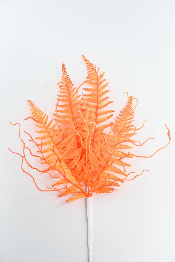 Fluorescent Orange Plastic Fern Spray - Greenery Market85307 - OR