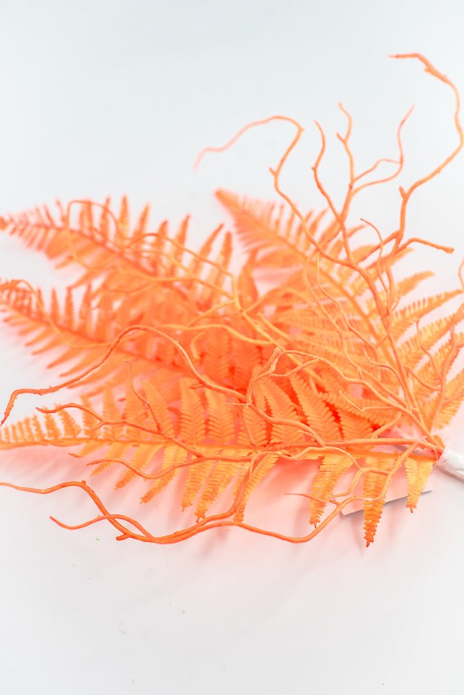 Fluorescent Orange Plastic Fern Spray - Greenery Market85307 - OR