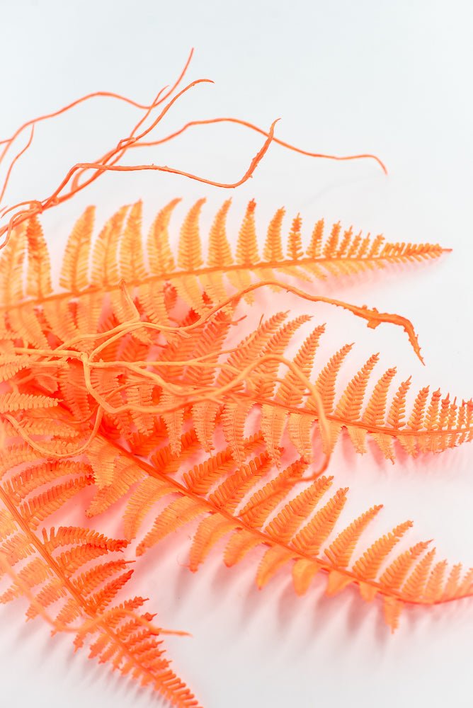 Fluorescent Orange Plastic Fern Spray - Greenery Market85307 - OR