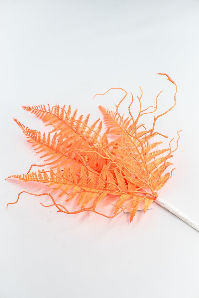 Fluorescent Orange Plastic Fern Spray - Greenery Market85307 - OR