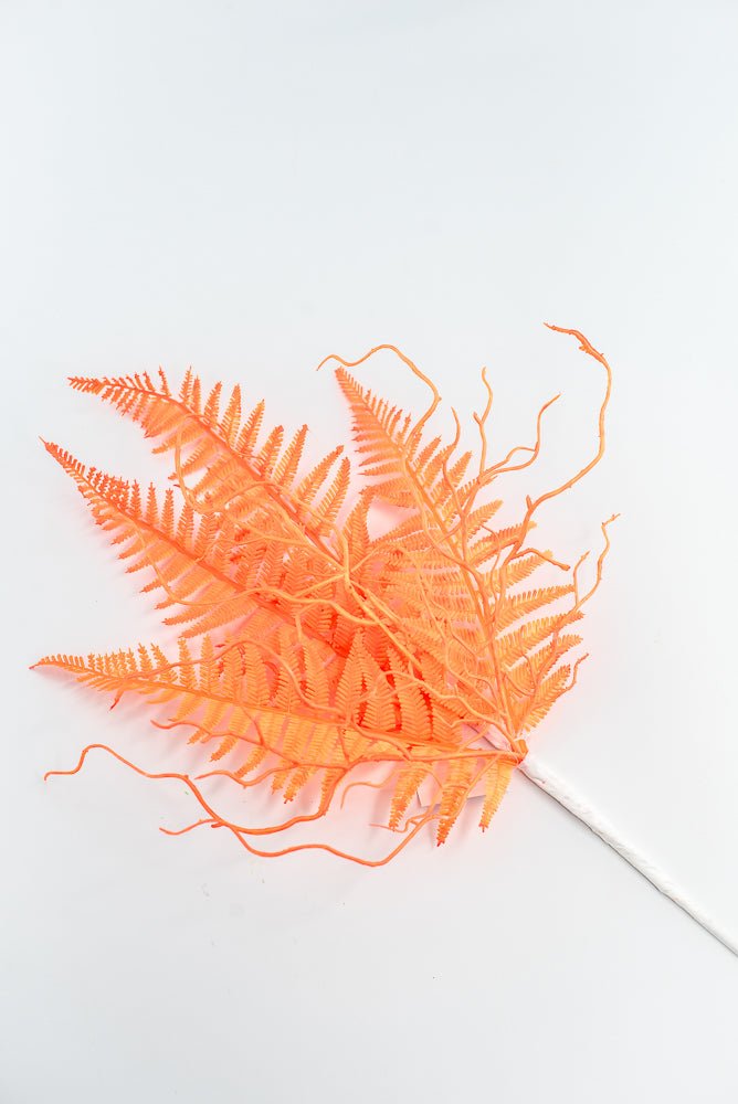 Fluorescent Orange Plastic Fern Spray - Greenery Market85307 - OR