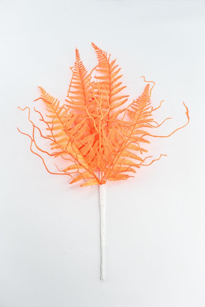 Fluorescent Orange Plastic Fern Spray - Greenery Market85307 - OR