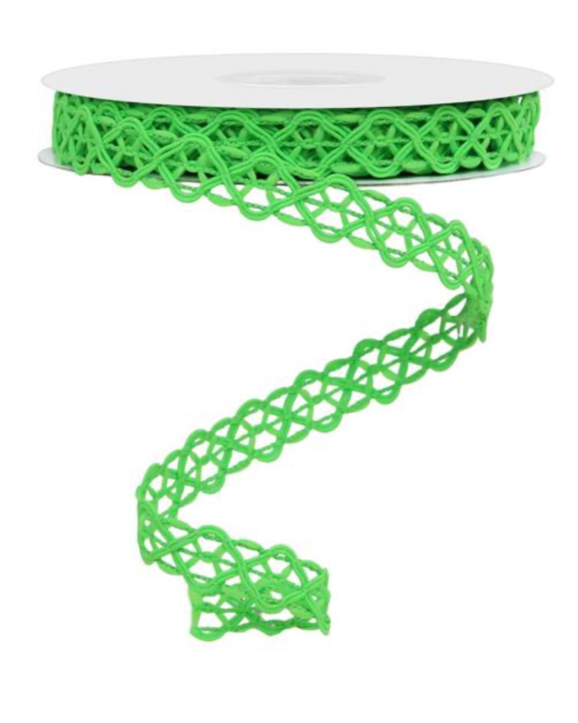 Fresh Ribbon Fresh green open weave 5/8” wired ribbon - Greenery Market