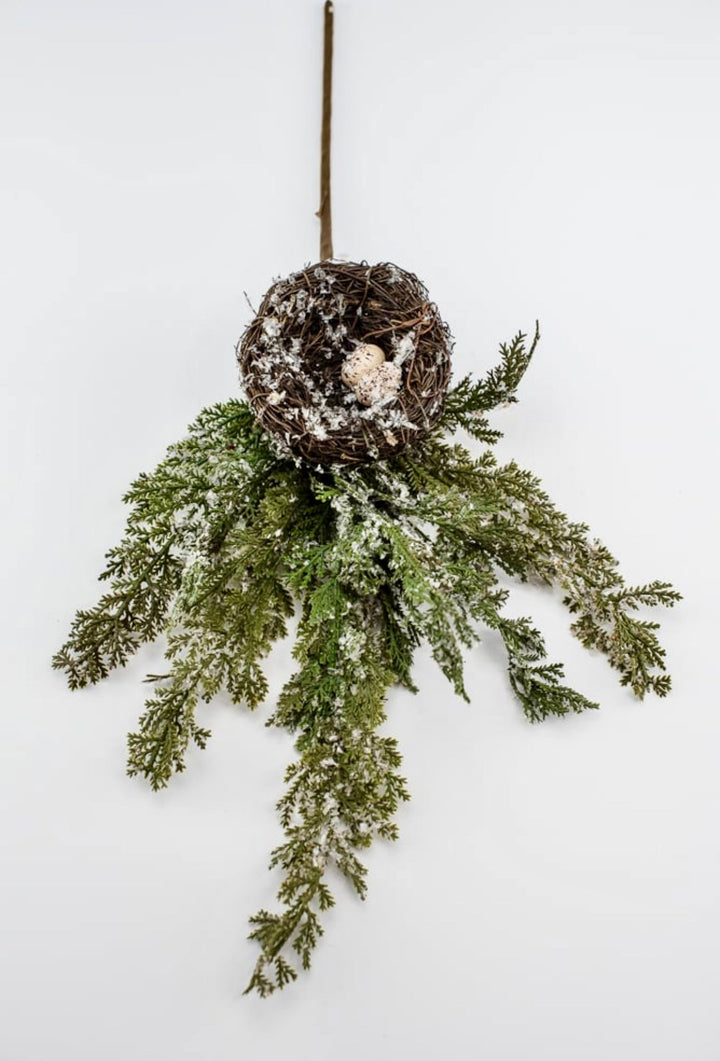 Frosted cedar with birds nest spray - Greenery MarketgreeneryMTX45511