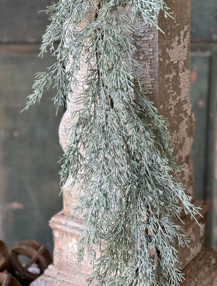 Frosted filigree juniper garland 6’ - Greenery MarketXM6103