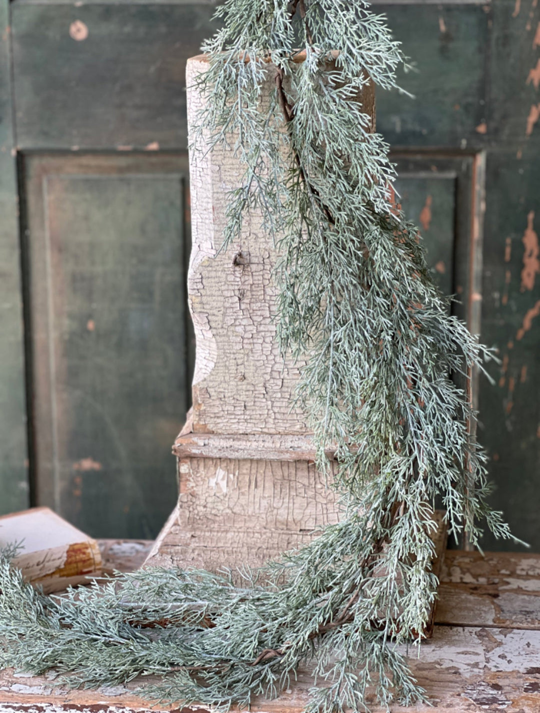 Frosted filigree juniper garland 6’ - Greenery MarketXM6103