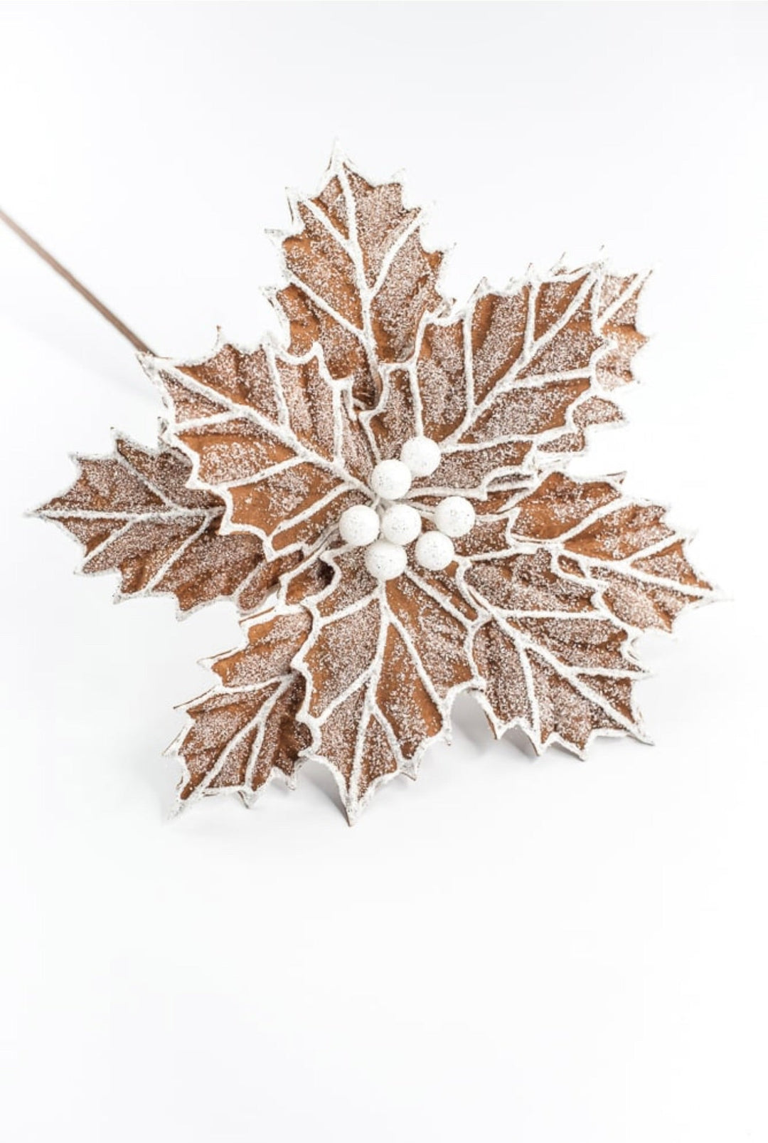 Frosted Gingerbread Poinsettia Stem - GM Exclusive - Greenery MarketGM8562FROST