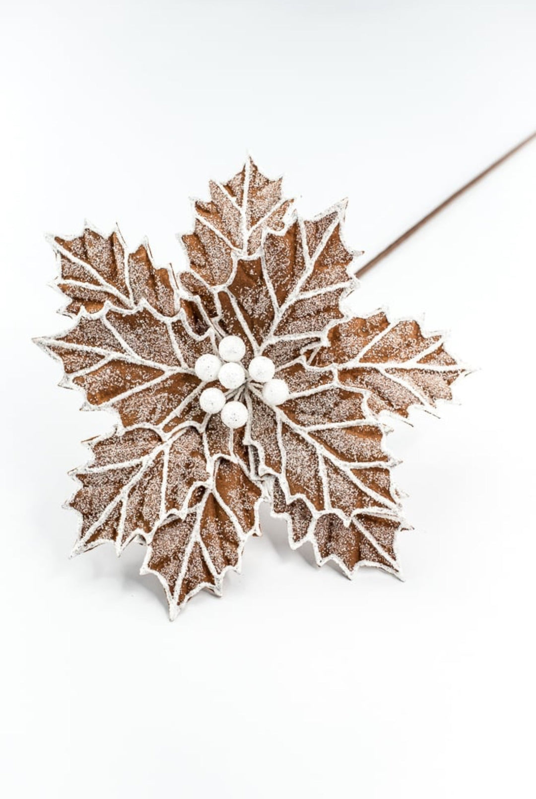 Frosted Gingerbread Poinsettia Stem - GM Exclusive - Greenery MarketGM8562FROST