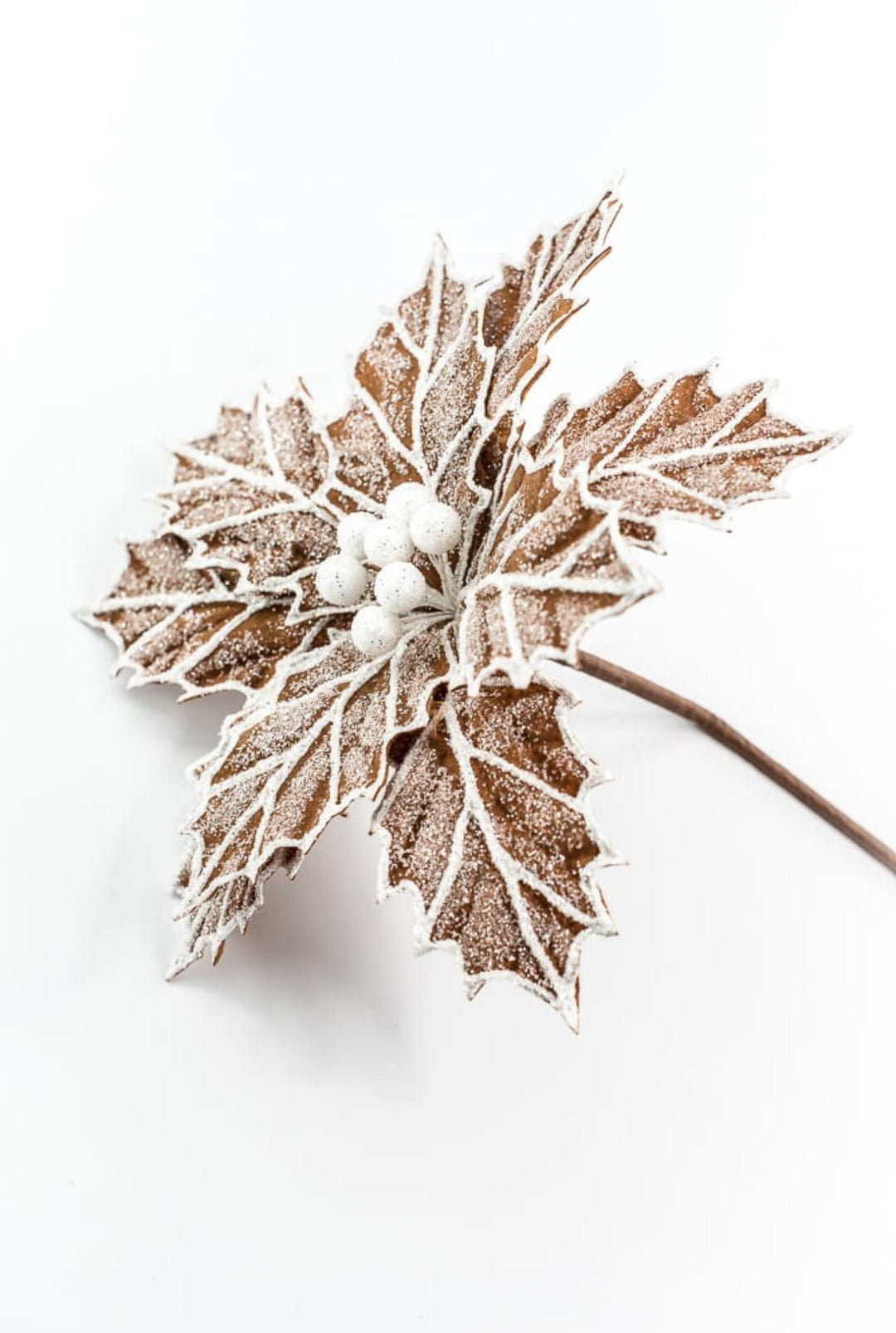 Frosted Gingerbread Poinsettia Stem - GM Exclusive - Greenery MarketGM8562FROST