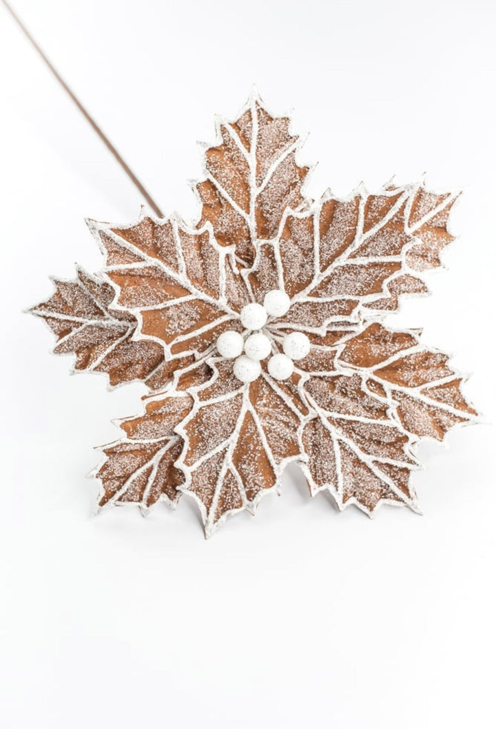 Frosted Gingerbread Poinsettia Stem - GM Exclusive - Greenery MarketGM8562FROST