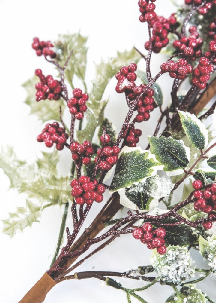 Frosted Mini leaves, holly, and berries spray - Greenery MarketgreeneryMTX67365 FRRG