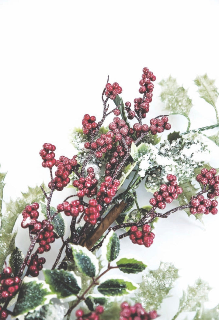 Frosted Mini leaves, holly, and berries spray - Greenery MarketgreeneryMTX67365 FRRG