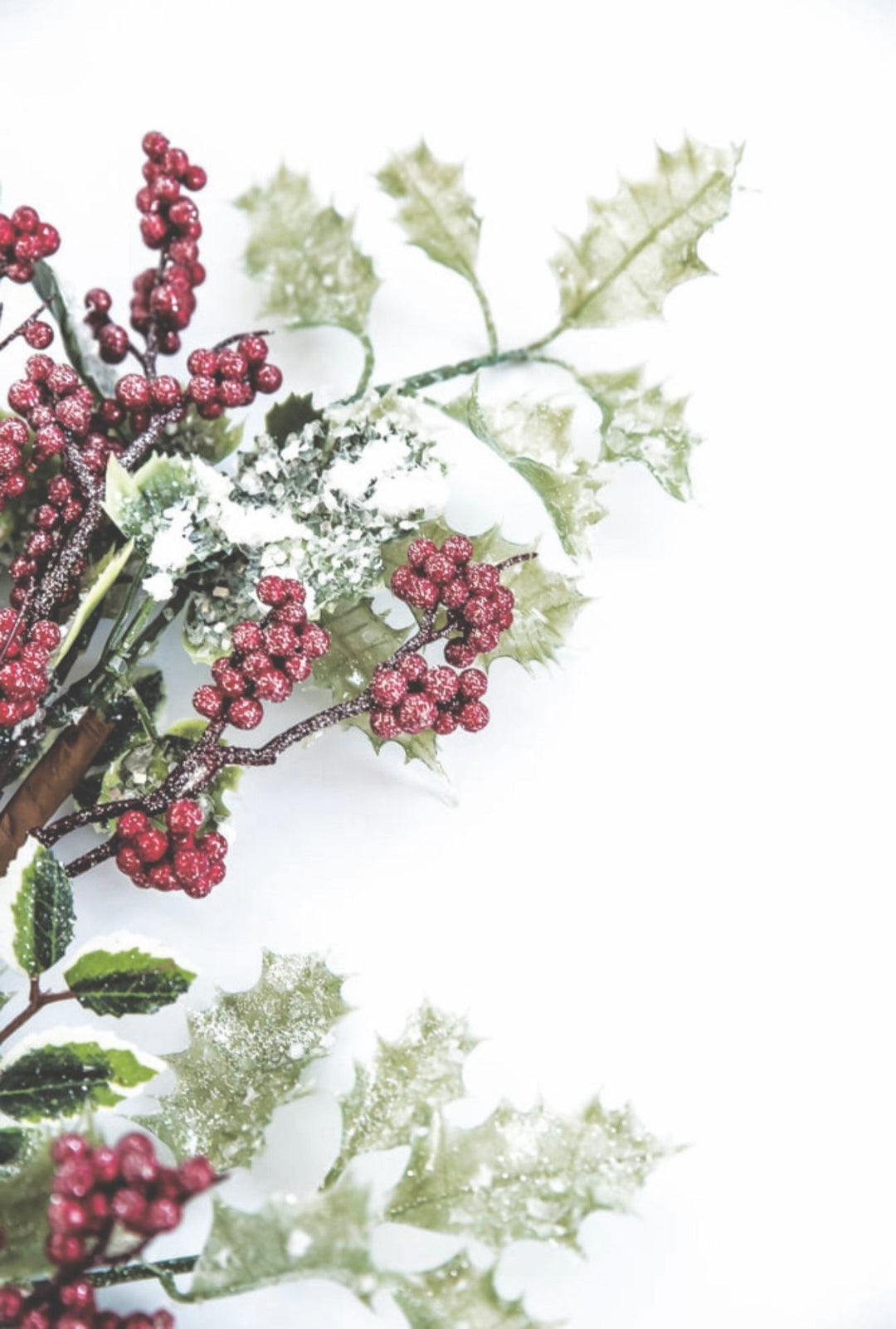 Frosted Mini leaves, holly, and berries spray - Greenery MarketgreeneryMTX67365 FRRG