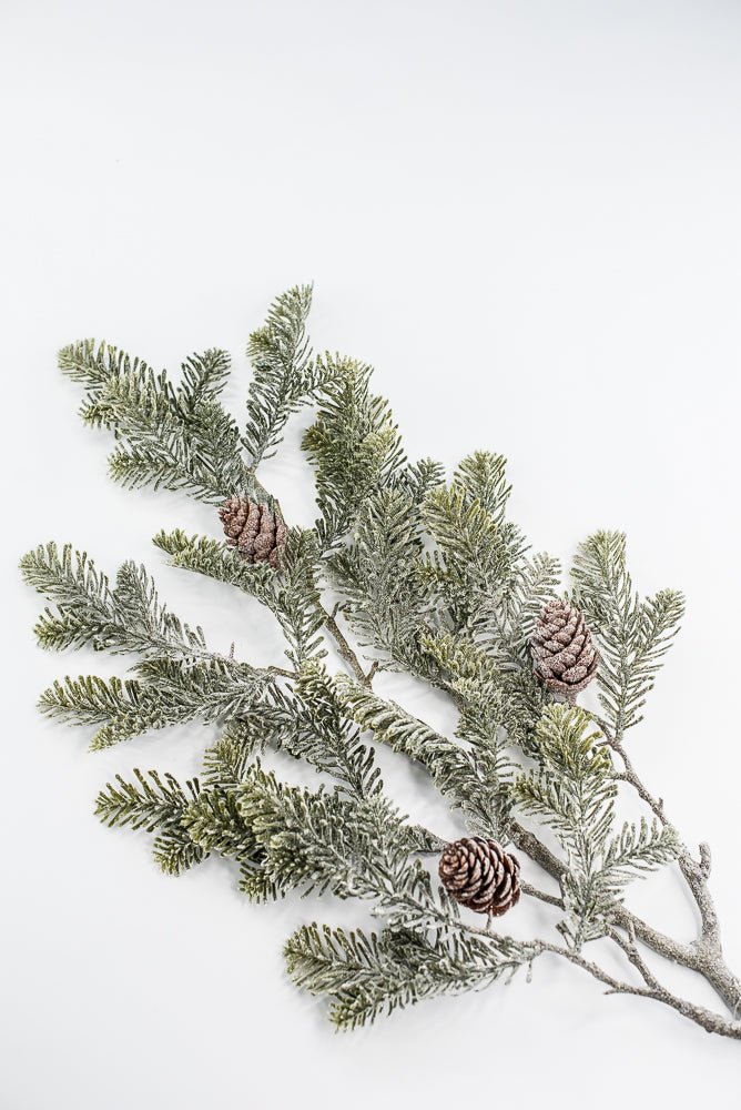 Frosted Pine Spray With Pinecone - 34" - Greenery MarketYS3308-GR/GY