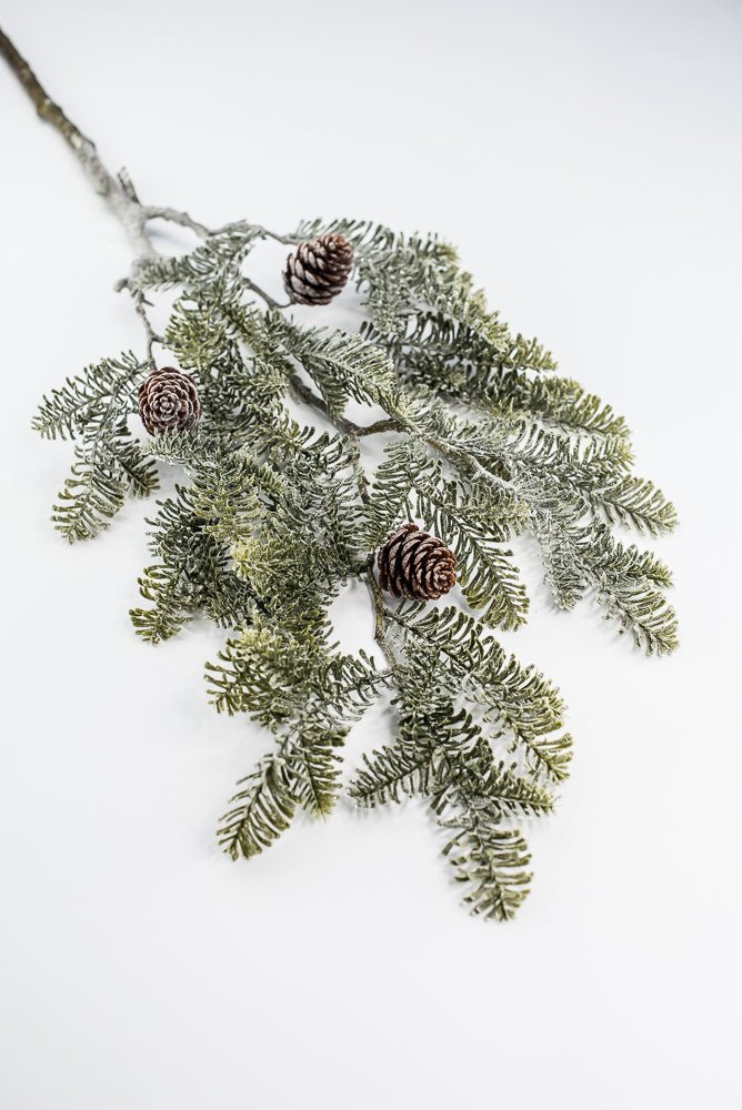 Frosted Pine Spray With Pinecone - 34" - Greenery MarketYS3308-GR/GY