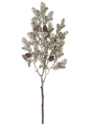 Frosted Pine Spray With Pinecone - 34" - Greenery MarketYS3308-GR/GY