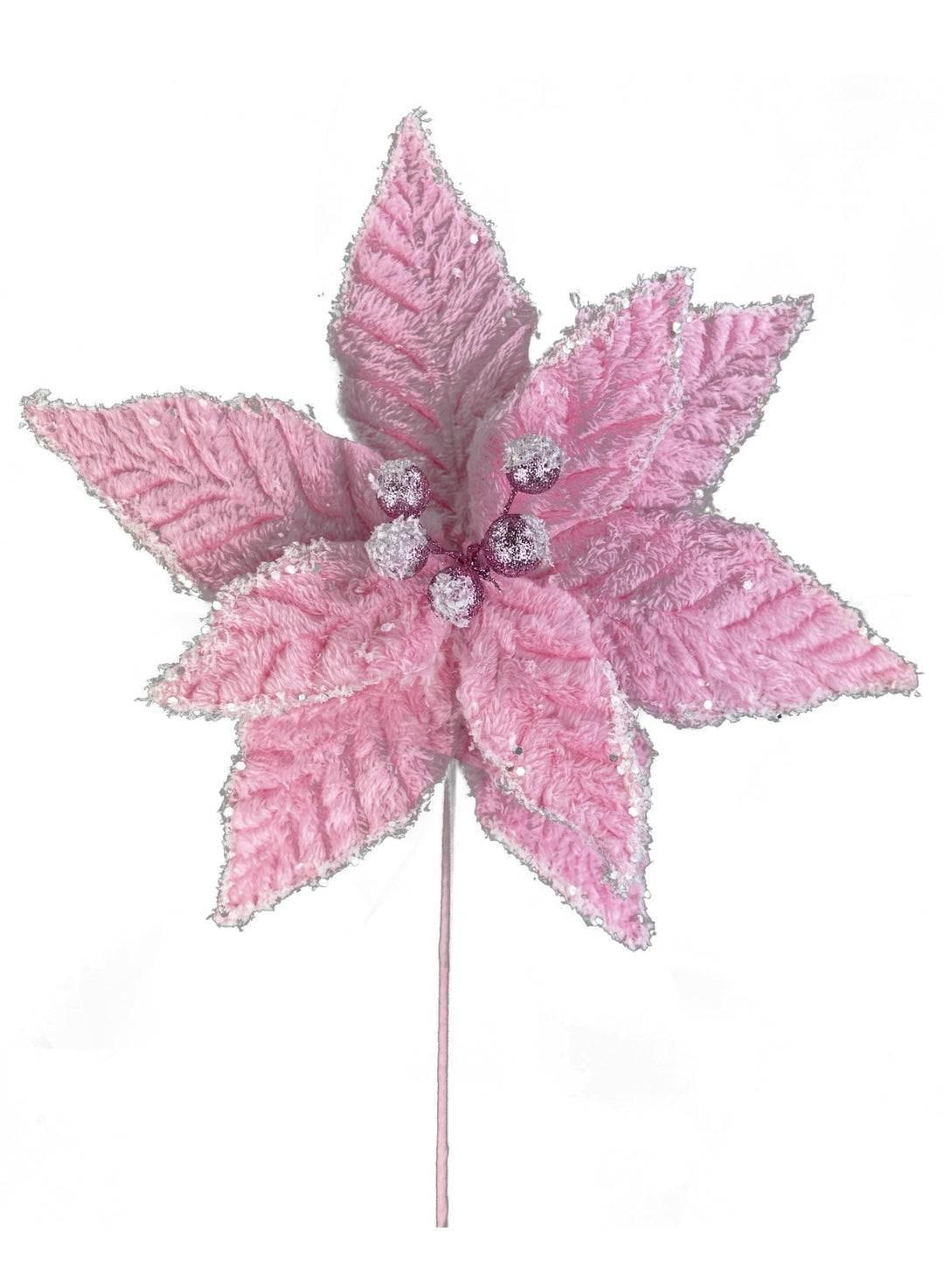 Frosted pink velvet poinsettia - Greenery Marketartificial flowers86030PK