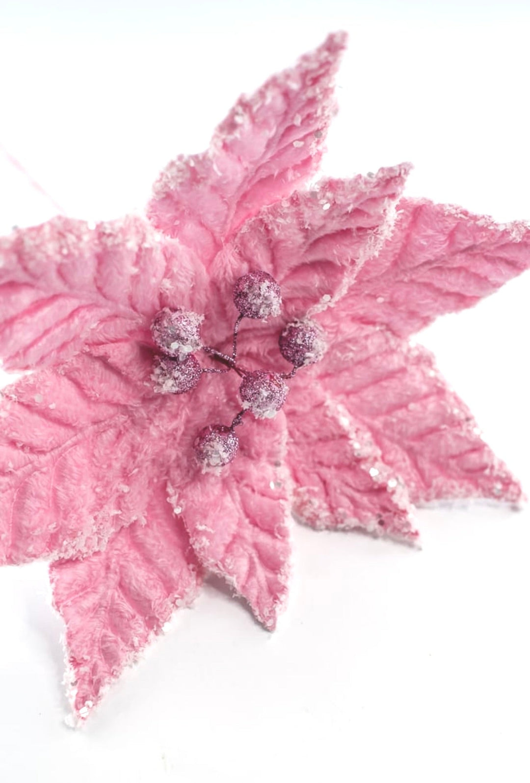 Frosted pink velvet poinsettia - Greenery Marketartificial flowers86030PK