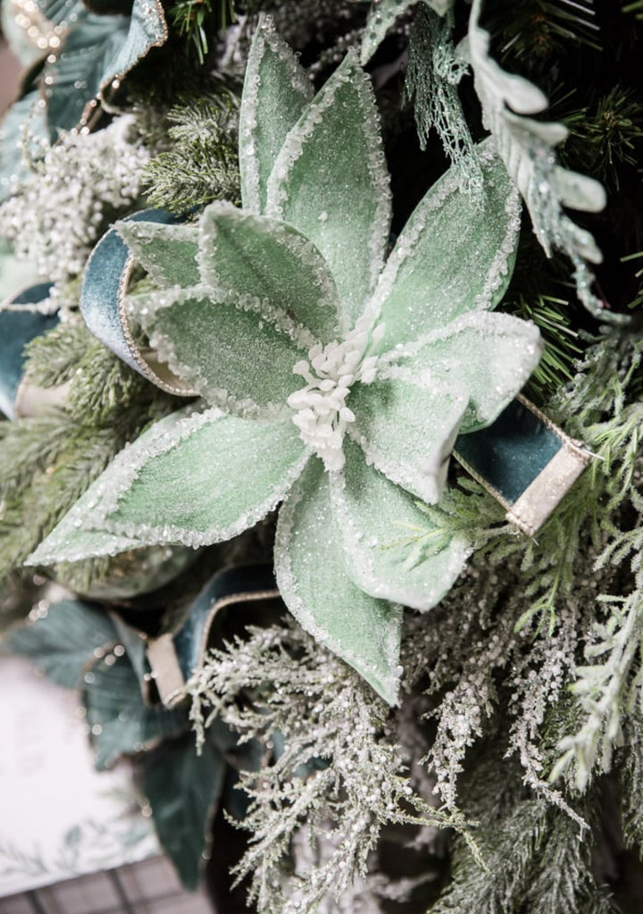 Frosted poinsettia stem - green - Greenery Market227544