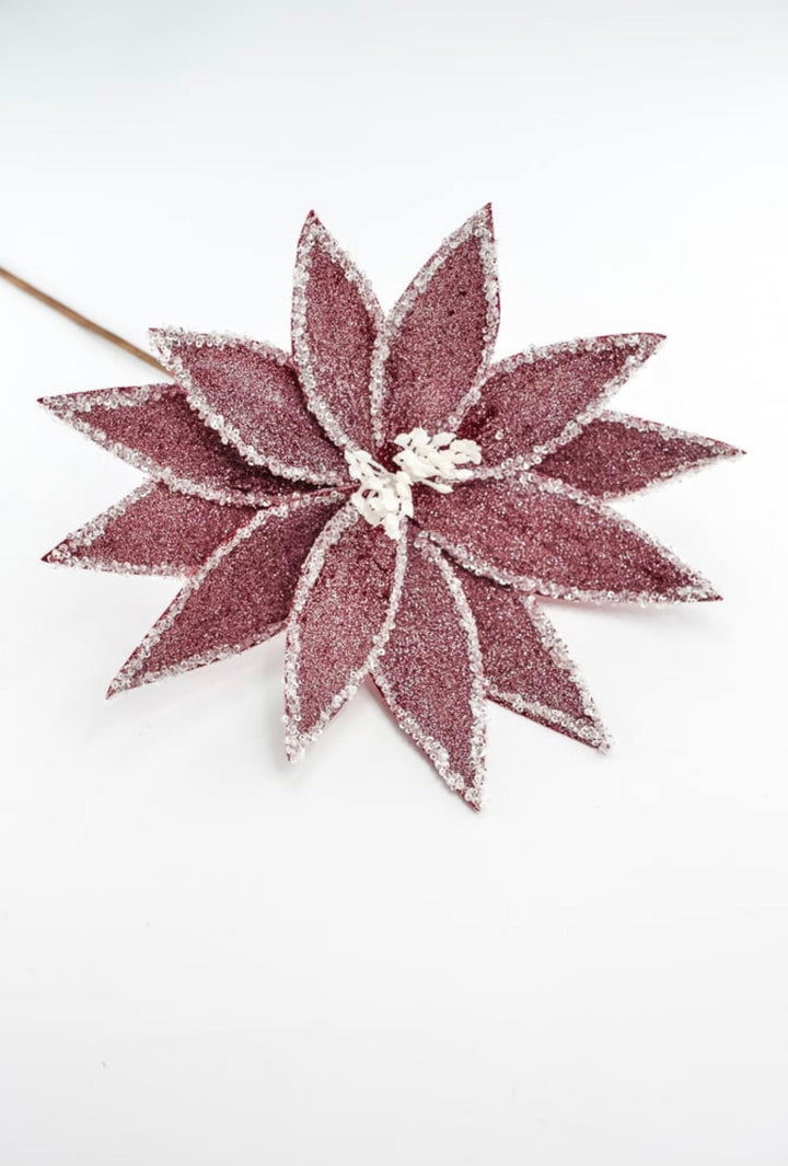 Frosted poinsettia stem - red - Greenery Market227545