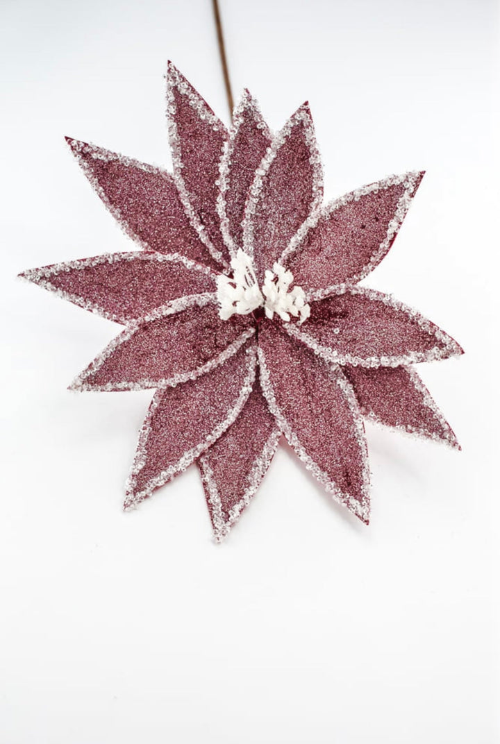 Frosted poinsettia stem - red - Greenery Market227545