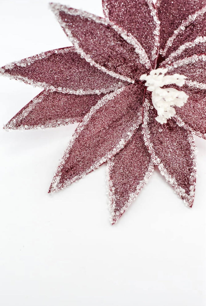 Frosted poinsettia stem - red - Greenery Market227545